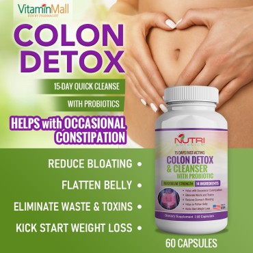 Nutri Botanics Colon Detox & Cleanser with Probiot...