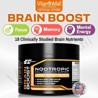 EC Sports Neuro+ Brain Boost – Improve Memory, Increase Focus, Nootropics Brain Supplement -  130g - Tropical Blast Flavor – Support Cognitive Function & Better Brain Health