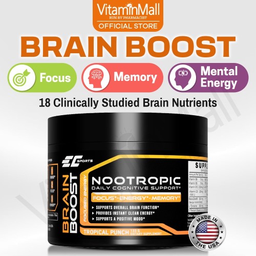 EC Sports Neuro+ Brain Boost – Improve Memory, Increase Focus, Nootropics Brain Supplement - 130g - Tropical Blast Flavor – Support Cognitive Function & Better Brain Health EC Sports Neuro+ Brain Boost – Improve Memory, Increase Focus, Nootropics Brain Supplement - 130g - Tropical Blast Flavor – Support Cognitive Function & Better Brain Health
