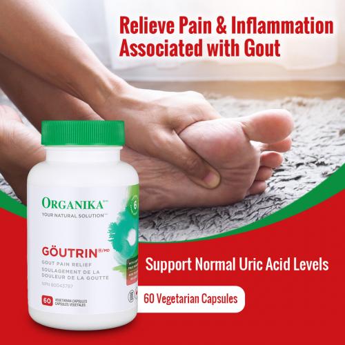 Organika Goutrin Gout Control Supplement – Relief for Gout Related Joint Pain, Lower Uric Acid & Prevent Gout Attack - With Celery Extract, Cherry Extract – 60 Vegetarian Capsules – Flash Out Uric Acid - Support Healthy Uric Acid Level 