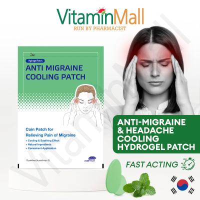 Labottach Anti Migraine Hydrogel Cooling Patch - Fast Acting and Long Lasting Migraine & Headache Relief - Natural Peppermint Oil
