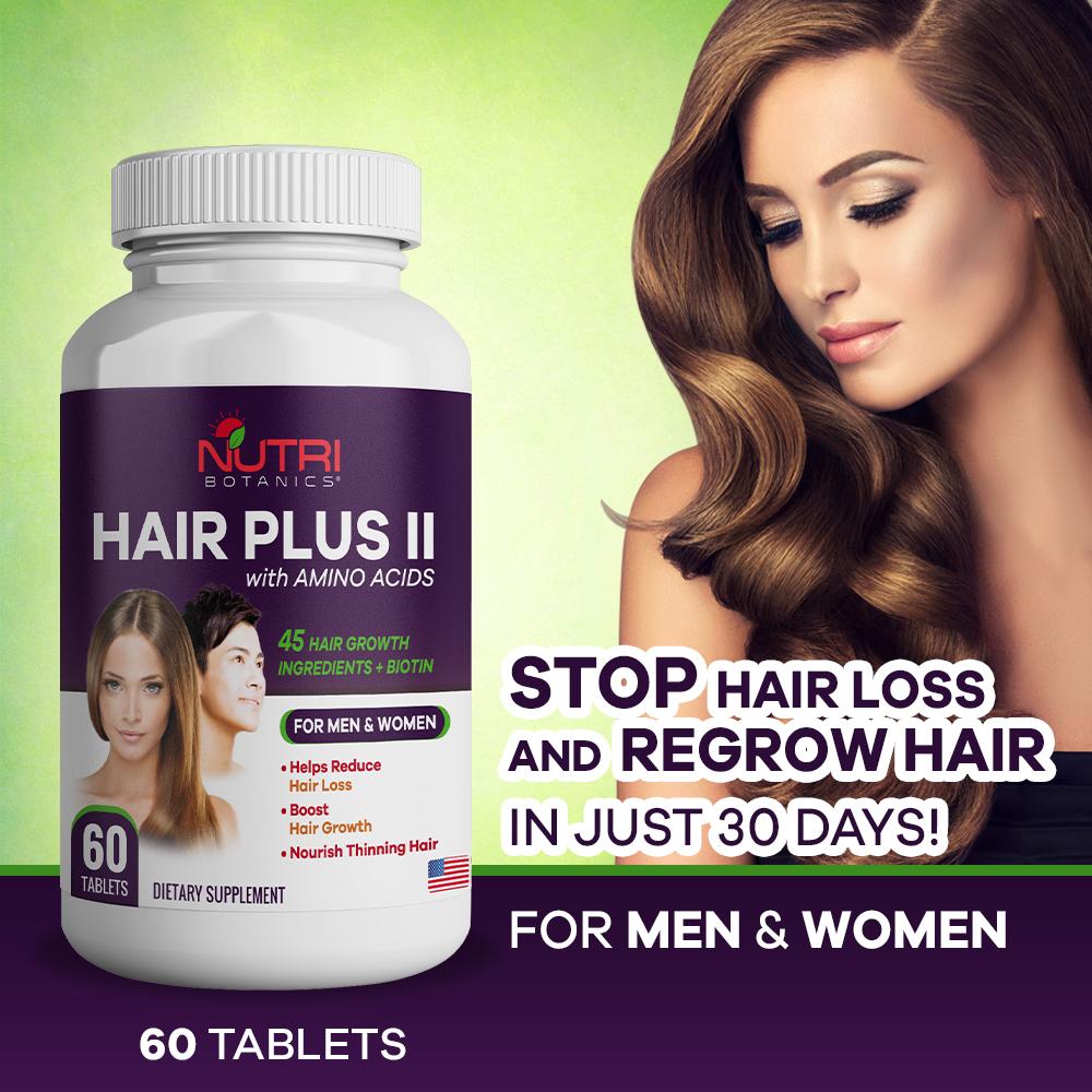 Hair Plus II with Amino Acids - Hair Growth Supplement, Stop Hair Loss -  VitaminMall