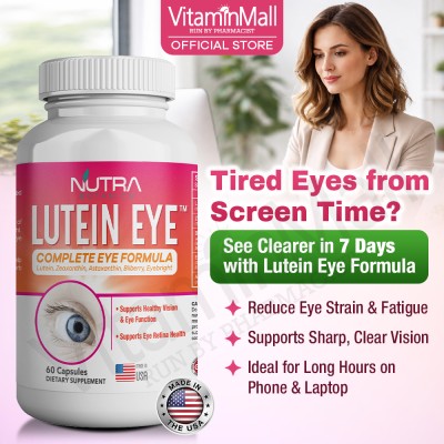 Nutra Botanics Lutein Eye - 60 Capsules - Eye Supplement with Lutein, Zeaxanthin, Astaxanthin, Bilberry, Eyebright - Eye and Vision Support