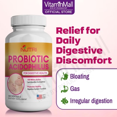 Nutri Botanics Probiotics Acidophilus Softgel - Shelf Stable Probiotic Supplement in Softgel For Better Digestion and Immune Health - 60 Softgels - No Refrigeration Needed