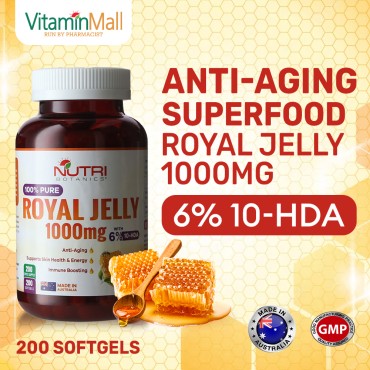 Nutri Botanics Royal Jelly 1000mg with 6% 10-HDA –...