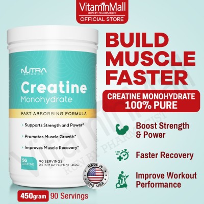 Nutra Botanics Creatine Monohydrate Powder 450g – Micronized Creatine for Strength, Muscle Growth & Recovery