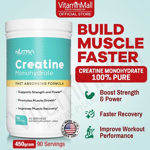 Nutra Botanics Creatine Monohydrate Powder 450g – Micronized Creatine for Strength, Muscle Growth & Recovery Nutra Botanics Creatine Monohydrate Powder 450g – Micronized Creatine for Strength, Muscle Growth & Recovery