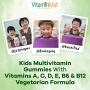 Nutri Botanics Vegetarian Kids Multivitamin Gummies – 60 Gummies – Vitamins A, B6, B12, C, D and E, Zinc, Folic Acid and Biotin – No Gelatin, Halal – Choline, Inositol to Support Healthy Brain Development